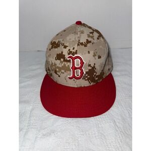 New Era Boston Red Sox‎ Hat MLB Fitted Desert Camo Cap Size 7 3/8